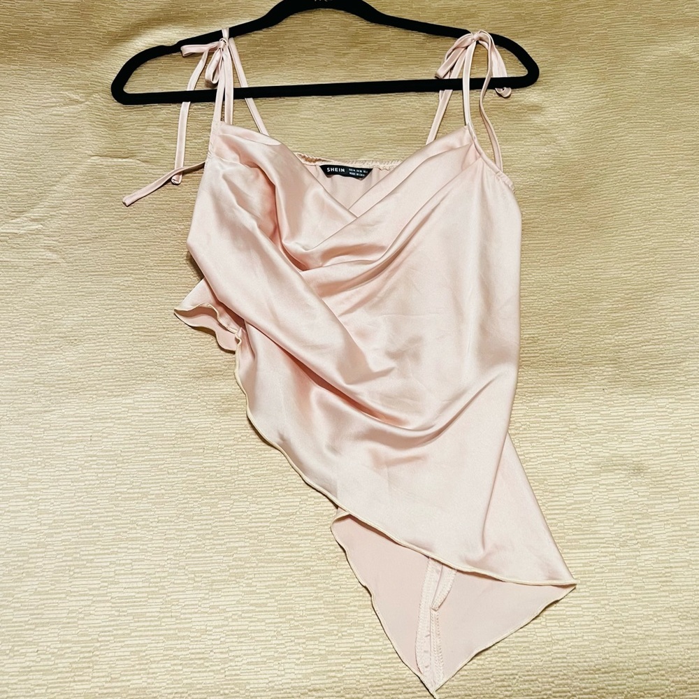 Shein creamy satin asymmetrical tank top